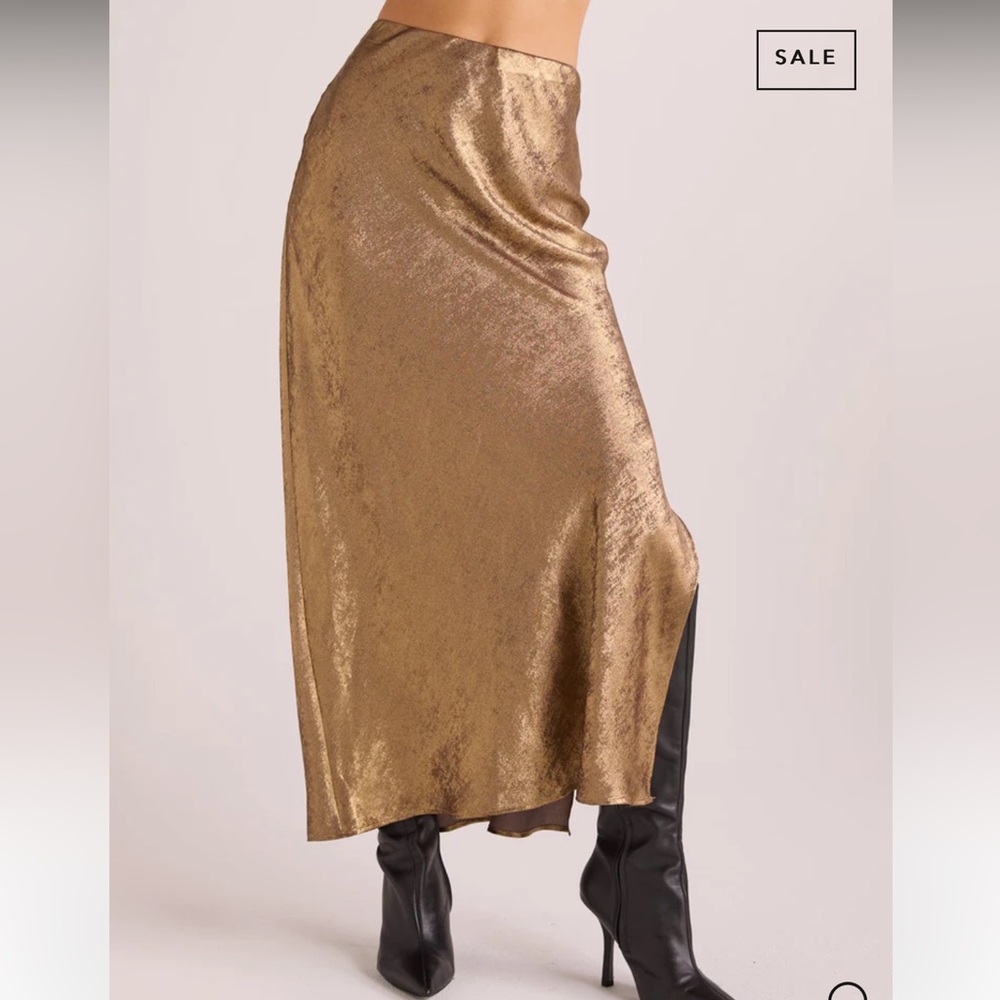 Bella Dahl Side Slit Bias Maxi Skirt in Gold